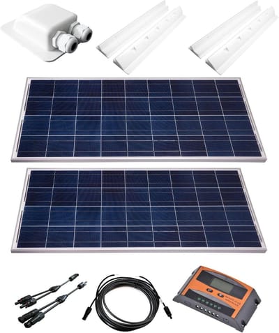 Zonne-energie Set - PV Installatie Kit - Stroom Opwekken - Compleet Voor Beginners - 200 Watt - Zilver