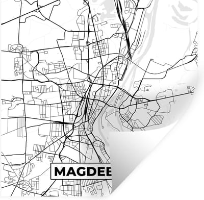 Muurstickers - Sticker Folie - Kaart - Magdeburg - Plattegrond - Stadskaart - 100x100 cm - Plakfolie - Muurstickers Kinderkamer - Zelfklevend Behang XXL - Zelfklevend behangpapier - Stickerfolie