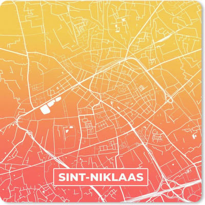 Muismat 20x20 cm - Mousepad Stadskaart - België - Sint-Niklaas - Oranje - Muismatten