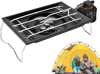 Camping Kooktoestel - Outdoor Brander Grill - Kamperen Koken - Opvouwbaar Winddicht - 15 x 30 x 15 cm - Zwart