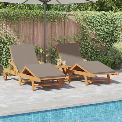 vidaXL Ligstoel 2 pcs Taupe 200 x 67 x 84 cm Massief Acacia Hout