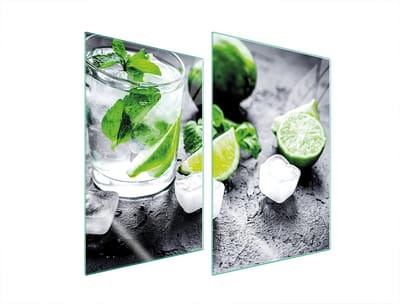 TMK ArtDeko Serie - Glazen Beschermplaat - 2x35x52 cm - Limoen - Voor Alle Fornuizen