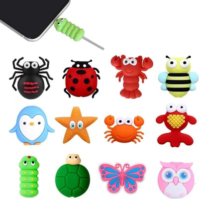 Set van 12 Dieren Kabelbeschermers voor USB Oplaadkabels, Schadepreventie en Bijtschade Bescherming