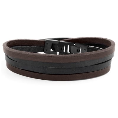 Zwarte & Donkergekleurde Roy Dubbele Wikkelarmband