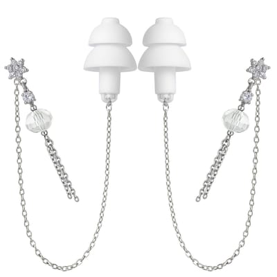 Oorbellen Voor Oordopjes - (Sliertjes) - Oordopjes Festival - Oordoppen - Oorbellen Dames - Te Gebruiken Met Airpods - Zilverkleurig