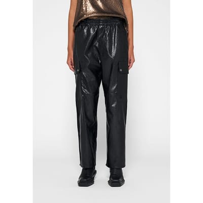 10DAYS Leather Look Cargo Jogger Black Maat: XXS | Leren broeken Outlet | Dames | Zwart