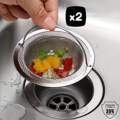 2x Goodli RVS Gootsteen zeef - 11 cm - Universele Gootsteenstop voor Keukenafvoer - Roestvrijstaal Filter tegen Verstopping - Afvoerstop - Geschikt voor Standaard Afvoer - Duurzame Herbruikbare Afvoerzeef voor Keuken en Badkamer - Anti Verstopping