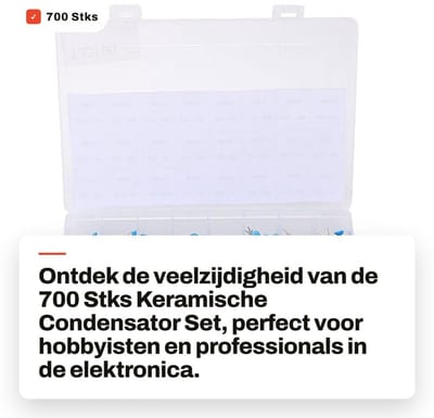 Dailygoods - 700 Stks Keramische Condensator Set - Hoogspanning - 1KV - Voor Radio en TV - Assortiment van 24 Waarden - Perfect voor Elektronica Proje...