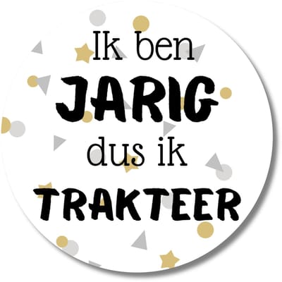 Stickers Ik ben jarig dus ik trakteer – 20 stuks – verjaardag – confetti