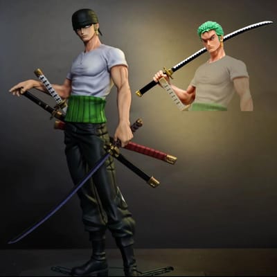 25cm/9.84in Anime One Piece Figuur Roronoa Zoro Figuur PVC Beeld Verzamelaar Model Speelgoed Cadeaus black