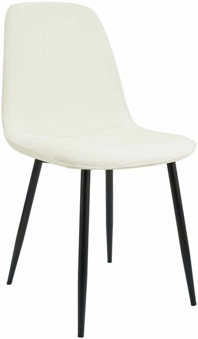 CLP Maryam Eetkamerstoel - klassiek - met rugleuning - zwart metalen frame - belastbaar tot 150 kg - Stof/creme