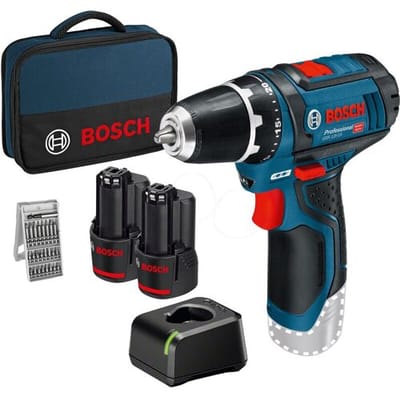 Bosch Professional Akku-Bohrschrauber GSR 12V-15 Set 2x2,0Ah, GAL12V-20, Zubehör 25tlg,Tasche 060186810H Accu-boormachine 12 V 2.0 Ah Li-ion Incl. 2