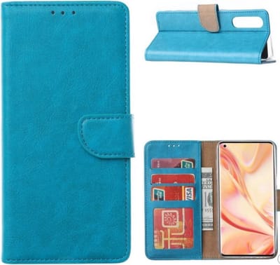 LuxeBass Hoesje geschikt voor Oppo Find X2 Neo - Bookcase Turquoise - portemonnee hoesje gsm hoesje - telefoonhoes - telefoonhoesjes