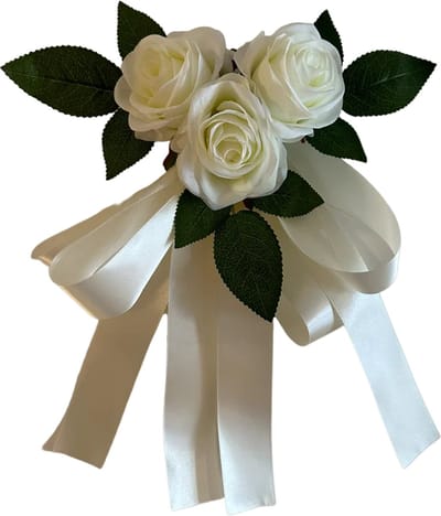 autodeco.nl MIA ECRU Buitenspiegels Decoratie - Trouwauto Versiering Ecru Rozen met Linten - Bloemen op de Auto Bruiloft - Trouwerij - Huwelijk - Bruiloft Decoratie - Versiering Spiegel Auto - Autoversiering voor Volgauto's