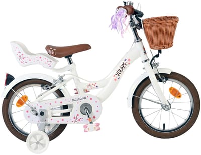 Volare Blossom Kinderfiets - Meisjes - 14 inch - Wit - Twee Handremmen