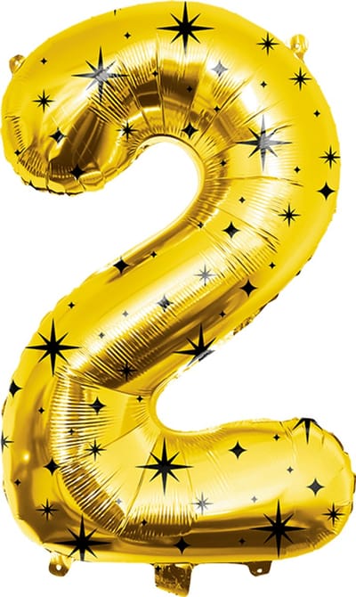 Folieballon Classy | Cijferballon 2 | Kleur: Goud | Hoogte: 86cm | Geschikt voor helium