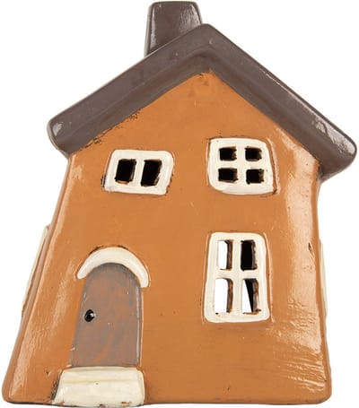 Clayre & Eef Waxinelichthouder Huis 18x13x20 cm Oranje Keramiek