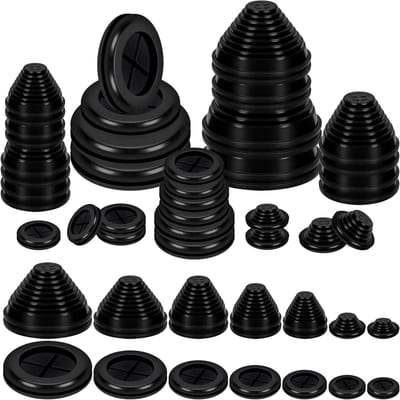 28-delige rubberen grommet kit met 7 maten, dubbelzijdige ringen voor auto, wand- en vloerbedekking, waterdichte afdichting en geluidsisolatie