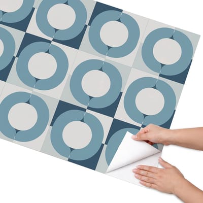 Coloray Meubel Wrap Folie - Blauw Meubelfolie - 75x150 cm - Plakfolie Meubels Blauwe wielen - Decoratiefolie Zelfklevend - Geometrische Meubelfolie - Meubelfolie Zelfklevend - Badkamer decoratie - Geometrische