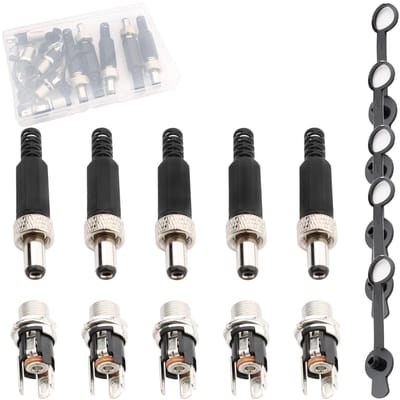 Dailygoods - Set van 5 DC Voedingsconnectoren 5,5 x 2,5 mm voor Diverse Apparaten