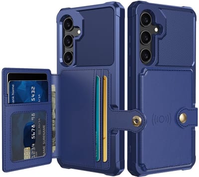 Portemonnee Hoesje Geschikt voor Samsung Galaxy S25 FE - Back Cover met Pasjeshouder - Telefoonhoesje voor Pinpas - Kaarthouder op Achterkant - Case met Magneet Blauw
