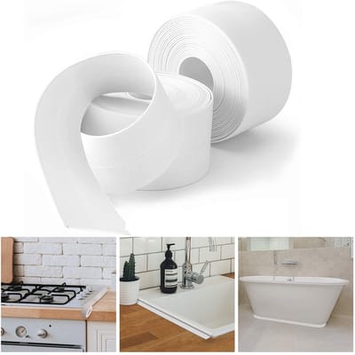 Badkamerafdichtingstape - Tegelvoegtape - Zelfklevende PVC-afdichtingstape - Waterdichte en schimmelwerende afdichtingsstrips - Verpakking van 2 stuks - 3,8 cm breed, 3,4 m lang/verpakking