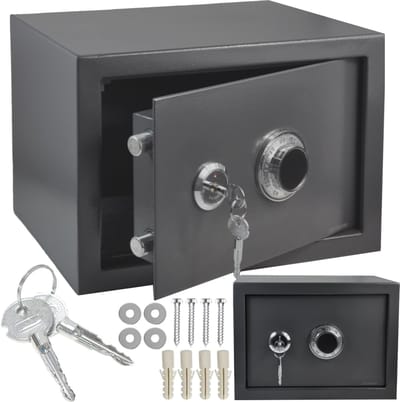 Dailygoods- Meubelkluis mechanisch combinatieslot - Dubbelbaardslot - Kastkluis - Geldkluis - Wandkluis 35x25x25 cm - Robuuste constructie 10 kg - Veiligheidskluis