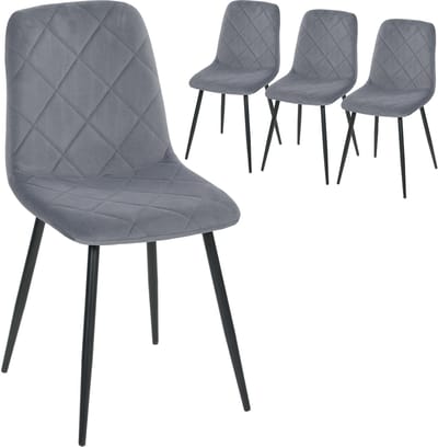 HOMCOM Eetkamerstoel Polyester, Staal 45L x 54B x 87H cm Grijs