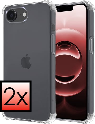 Hoesje - 2 Stuks - Geschikt voor Apple iPhone 16e / 17e - Sterk & Shockproof - Siliconen Case - Back Cover - Telefoon Hoes Shock Proof - Transparant