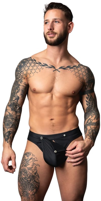 Male Power Sexy Snap Off Tanga - Zwart - Maat L/XL