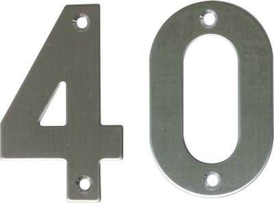 AMIG Huisnummer 40 - massief Inox RVS - 10cm - incl. bijpassende schroeven - zilver