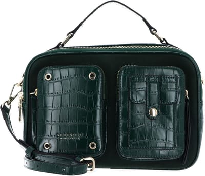 SEIDENFELT MANUFAKTUR Schoudertas Handtas Little Case Croco Print Emerald / Gold Donkergroen