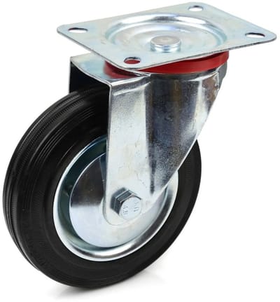 GEKO Zwenkwiel met stalen kern en rubberen band - 160mm - 150kg belastbaarheid