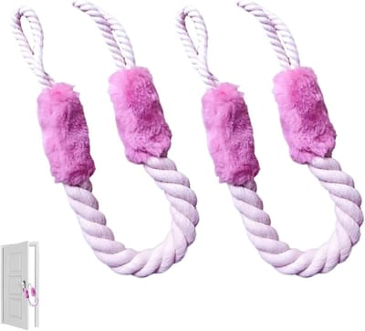 Katoenen Deurkoord - Deurstopper Klembescherming - Vingerbescherming Kinderen - Eenvoudig Kliksysteem - 2 stuks - Roze