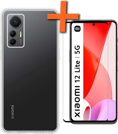 Hoes - Met Screenprotector - Geschikt voor Xiaomi 12 Lite - Sterk & Shockproof - Back Cover - Siliconen Case - Telefoon Hoes - Transparant