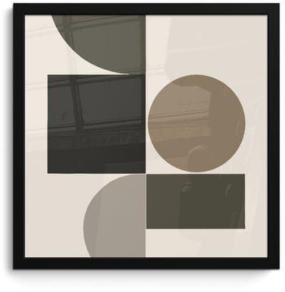 Poster in lijst - Fotolijst 40x40 cm - Posters - Aardetinten - Abstracte compositie - Eenvoudige vormen - Posterlijst zwart - Decoratie - Wanddecoratie woonkamer - Muurdecoratie slaapkamer