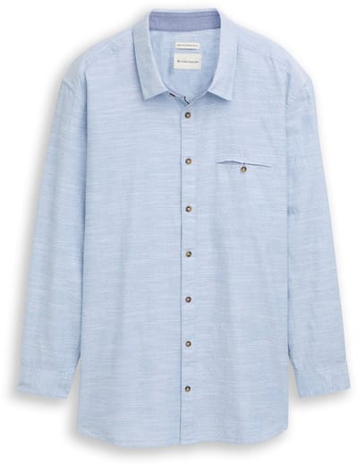 Tom Tailor - Plus Size - Regular fit overhemd met oprolfunctie - Maat 2XL - blue petrol structure