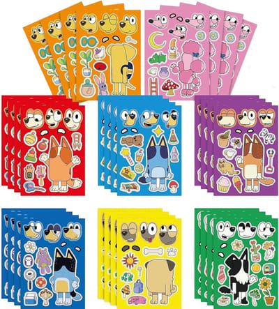 24 Stuks DIY Stickerset met Cartoon Gezichtjes voor Kinderen Knutselen en Feestdecoratie