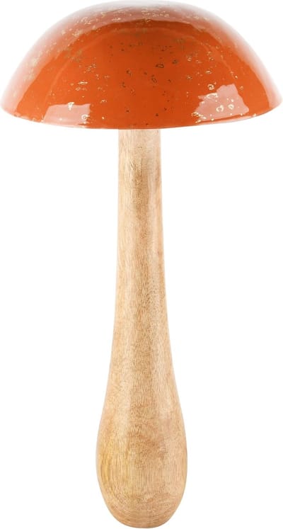 Dekoratief | Paddenstoel 'Gold Speckle', oranje/naturel, hout, 20x20x40cm | A248366