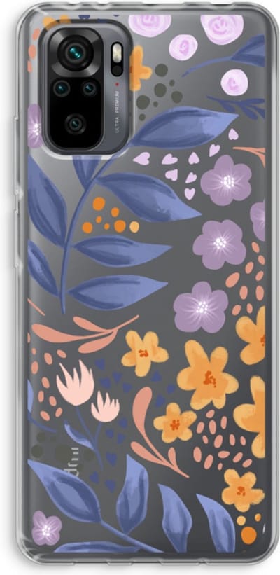 Case Company® - Hoesje geschikt voor Xiaomi Redmi Note 10 Pro hoesje - Flowers with blue leaves - Soft Cover Telefoonhoesje - Bescherming aan alle Kanten en Schermrand