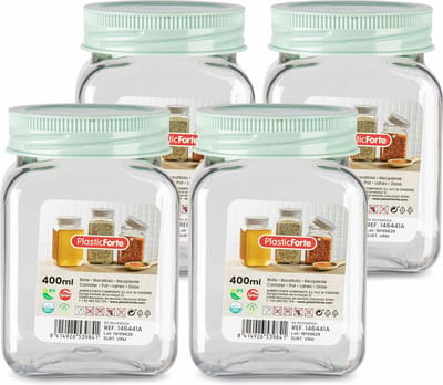 PlasticForte Voorraadpot/bewaarpot - 4x - 400 ml - kunststof - mint groen - B7 x H11 cm