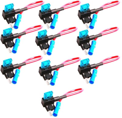 MTTProducts - 12V 24V Fuse Holder - Mini Flat Fuse Adapter - Eenvoudige installatie - Dubbele fuse slot - Voor auto en truck - Hoge kwaliteit