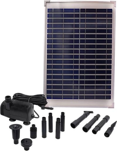 Pompe fontaine - UBBINK - SolarMax 1000 - Débit 1350 l/h - Panneau solaire 18V 580mA - Jets volcan & cloche