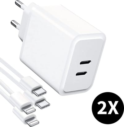 35W USB C Oplader + 1 Meter Oplaadkabel - Geschikt voor iPhone - GaN Snellader - Voor Tablet en Telefoon 14, 13, 12, 11, X Pro Max Plus Mini