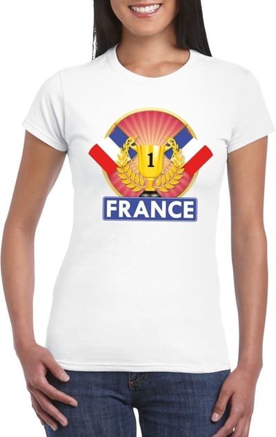 Wit Frans kampioen t-shirt dames - Frankrijk supporter shirt S