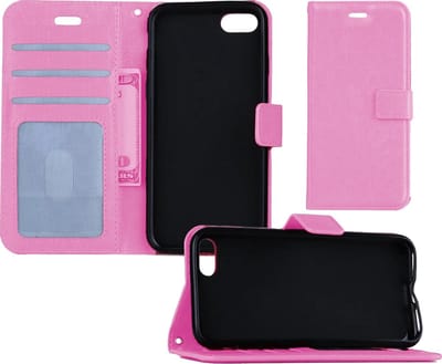Hoesje - Geschikt voor Apple iPhone 7 - Luxe Bookcase - Walletcase Hoes - Portemonnee - Cover - Telefoonhoes - Lichtroze