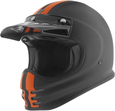 Bogotto V381 Schergo Fiberglass Mat Zwart Oranje Motorhelm - Helm