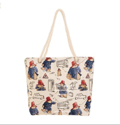 Handtas - Boodschappentas - Beach tas - Strand tas - Paddington Bear - Beertje Paddington - Creme achtergrond