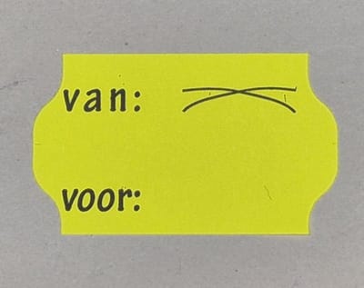 Meto 2-regel Prijsetiketten Size L (32 x 19 mm) voorgedrukt van/voor fluor geel (30 rol á 1000 stuks)
