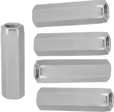 Dailygoods- Zeskantmoeren M10x50 - 5 Stuks - Geplateerd Staal - Lange Schacht - Koolstofstaal - Bevestigingsmiddelen - Moeren
